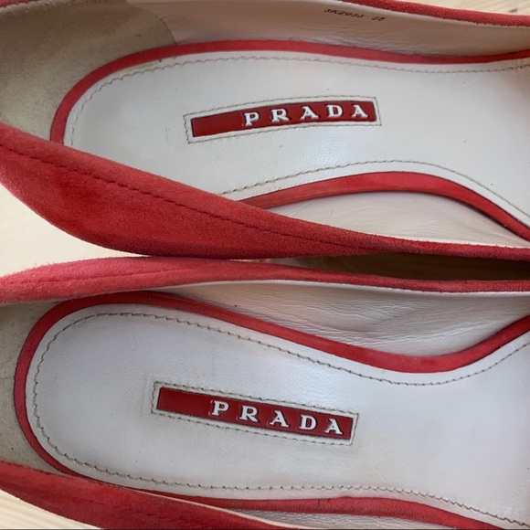 Prada Suede Open Toe Cork Wedge Pumps shoes 38 - Picture 13 of 16